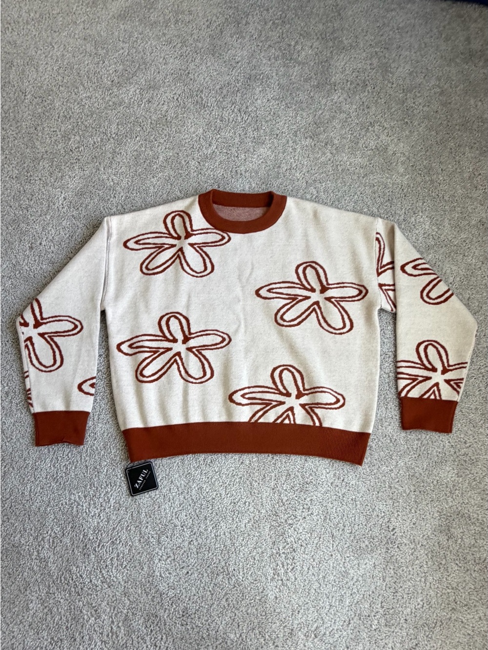 ZAFUL Abstract Floral Knit Sweater size M NWT